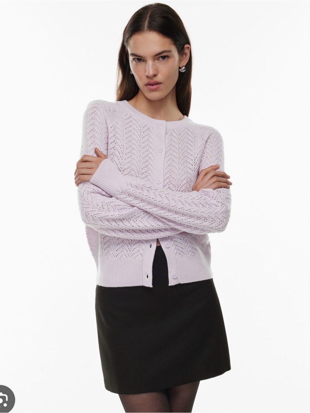 Aritzia Wilfred London cardigan Pointelle Button Cardigan in lilac
